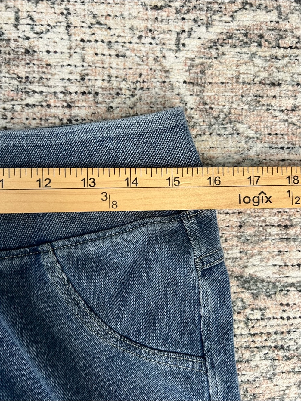 Halara Flex High Waisted Pocket Denim Casual Leggings Blue Large 7/8 - Picture 12 of 15